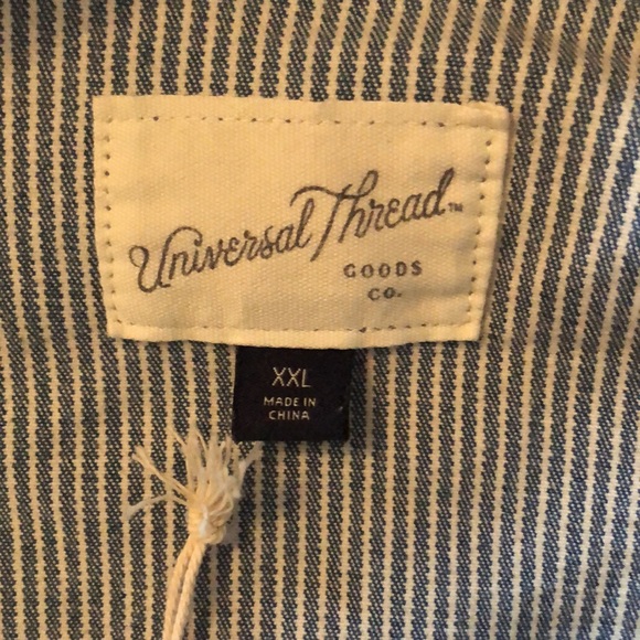 NWT Universal Thread boxy striped jean jacket with band collar and chest pockets - Picture 11 of 13